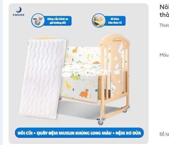 Nôi cũi Chilux gỗ màu gỗ