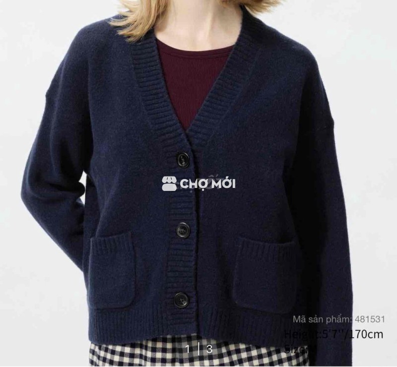 Áo cardigan Uniqlo len sợi Souffle nữ size L
