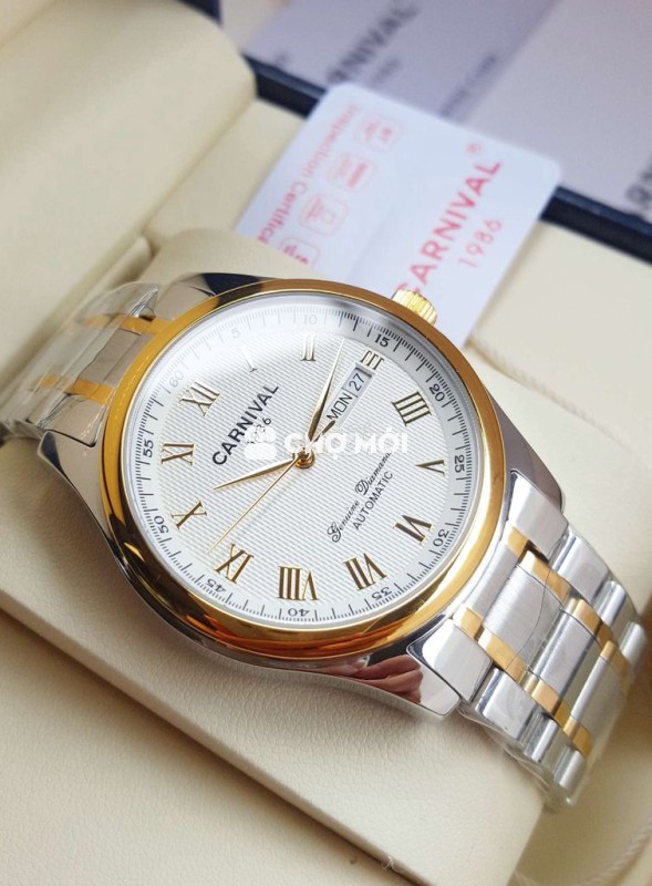 Đồng Hồ Cơ CARNIVAL 1986 Lịch Ngày Tháng Góc 3h