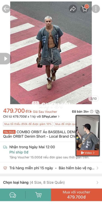 Bộ quần áo nam Orbit Denim Xám size L