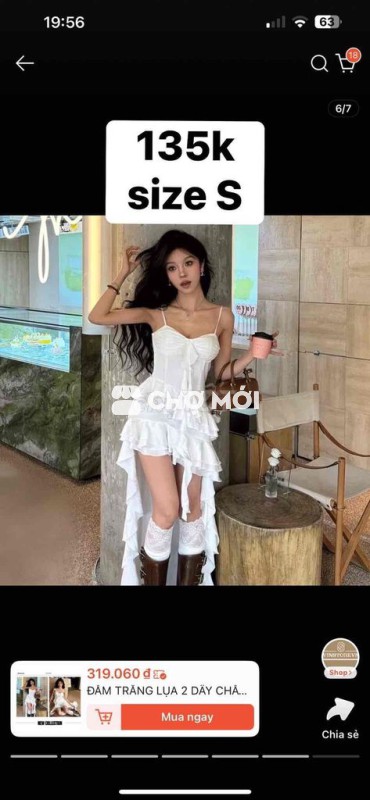 Đầm nữ lụa phối tua  trắng size S