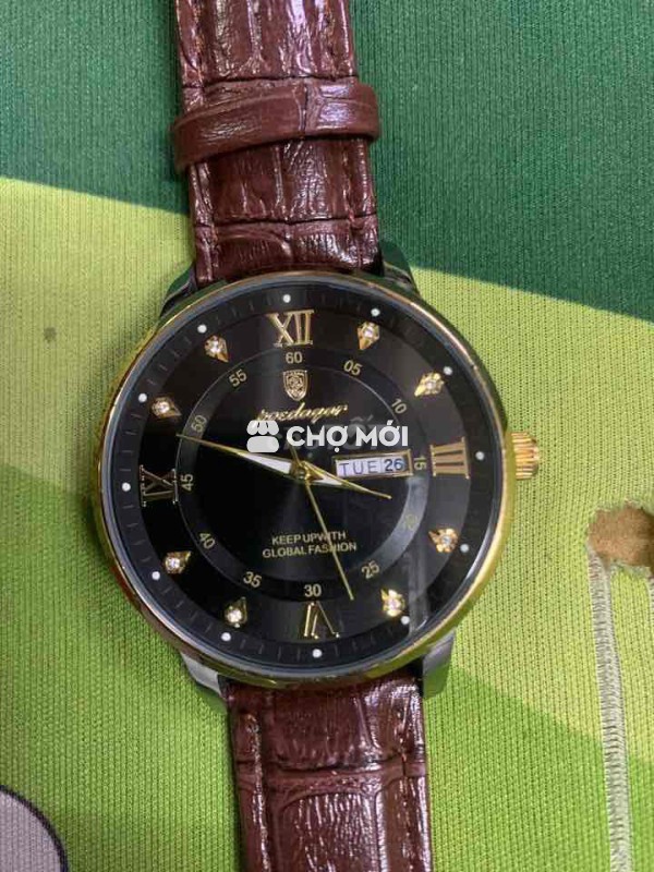 Đồng hồ Poedagar dây da Nâu Đen Vàng