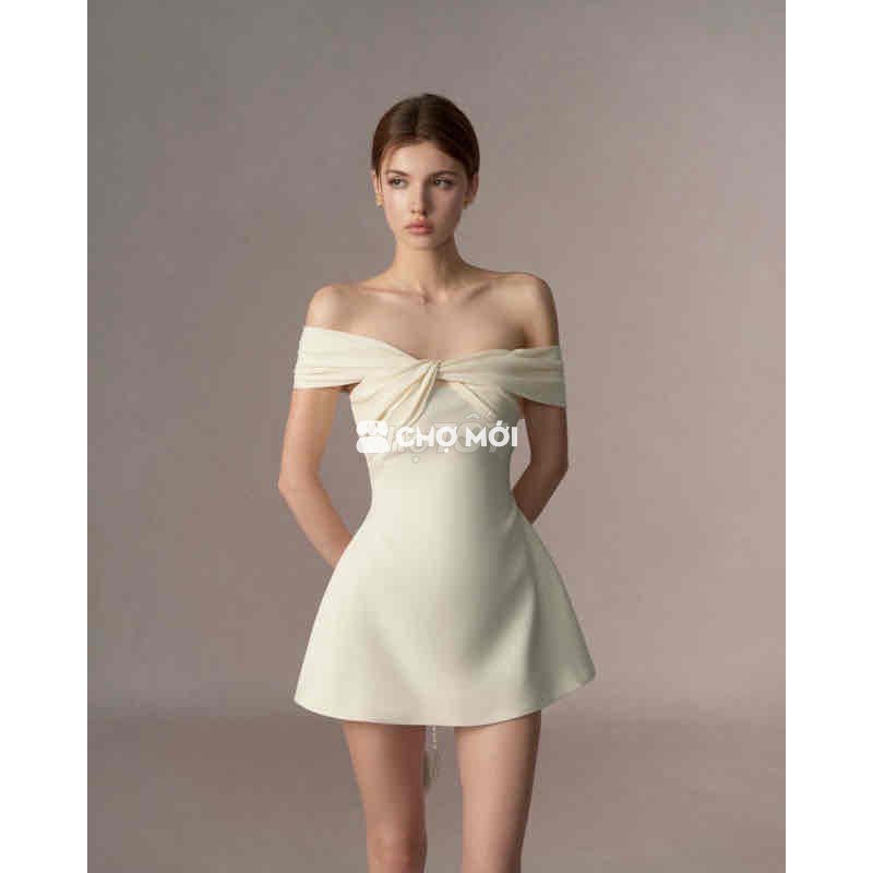 Đầm trễ vai nữ vải mềm mại thanh lịch