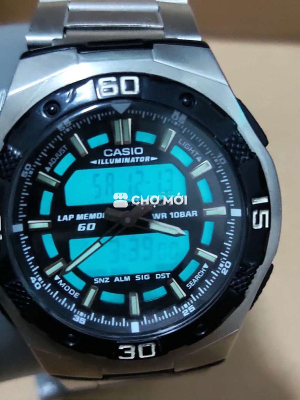 Đồng hồ Casio Nam Kim loại Bạc Đen