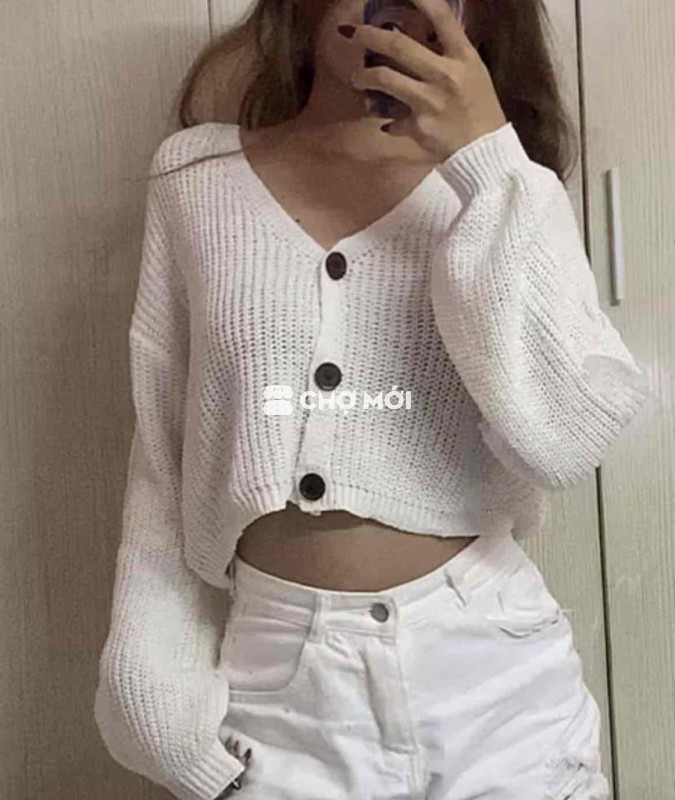 Áo khoác cardigan Lovito len nữ croptop