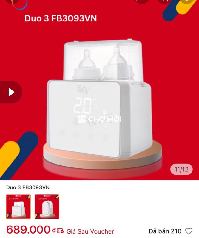 Máy hâm sữa đôi Fatz Duo 3 FB3093VN Trắng