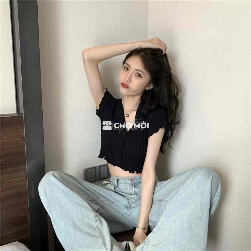 Áo croptop Nữ freesize giả sơ mi