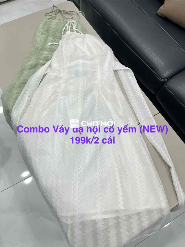 combo 2 váy dạ hội cổ yếm New