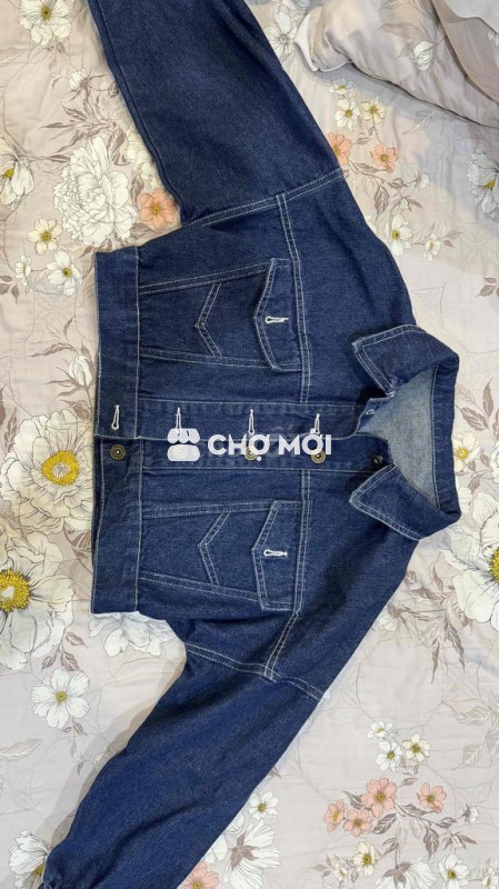 Áo khoác nữ Jean xanh denim size S/M Mới 99%