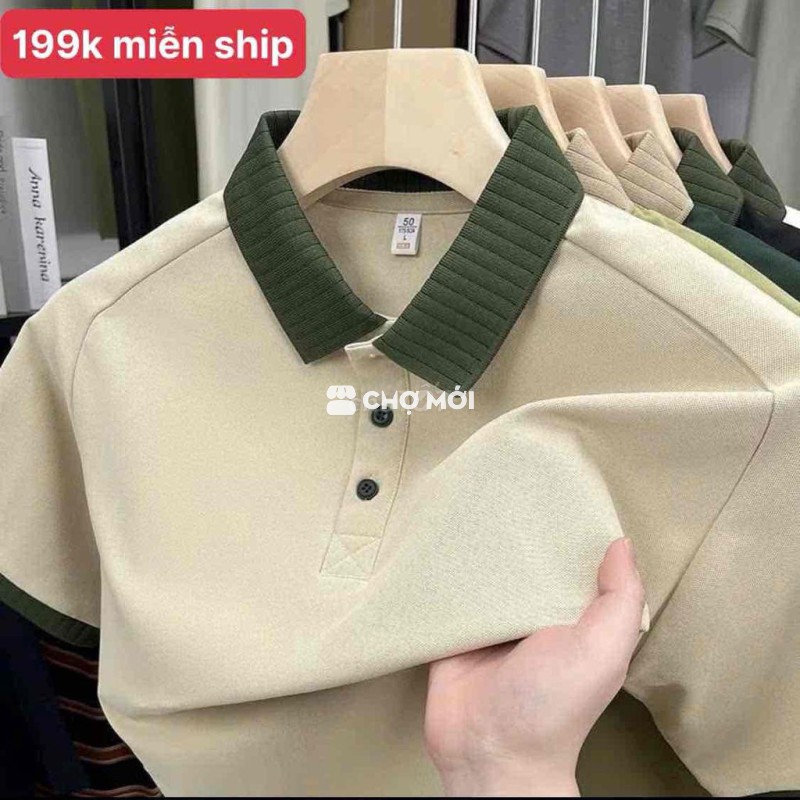 Áo polo nam vải dệt kim miễn ship