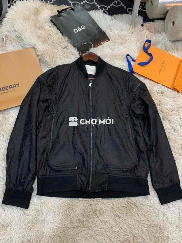 Áo khoác bomber Dior nam gió lụa đen size S