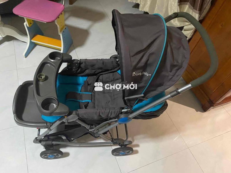 Xe đẩy Lucky Baby Xám xanh 2 chiều
