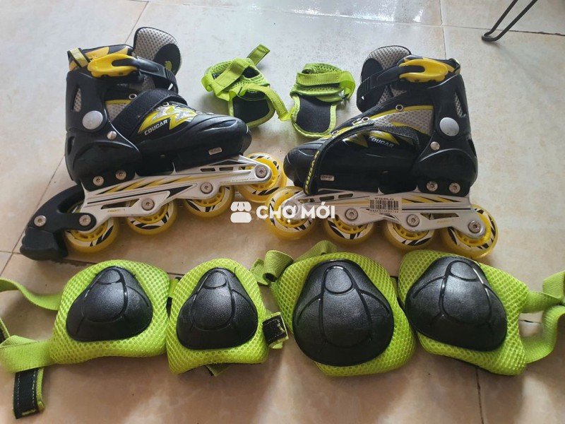 Giày patin trẻ em Đen, vàng, xanh lá size 28-32