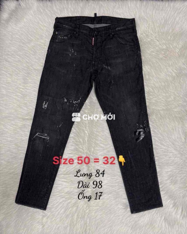 Quần jeans nam DSQUARED2 Đen size 50