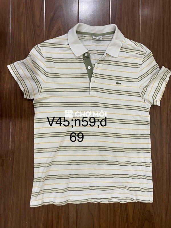 Áo polo Lacoste Cotton Nam Trắng sọc