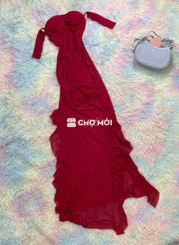 Đầm dạ hội nữ vải voan dài hở vai