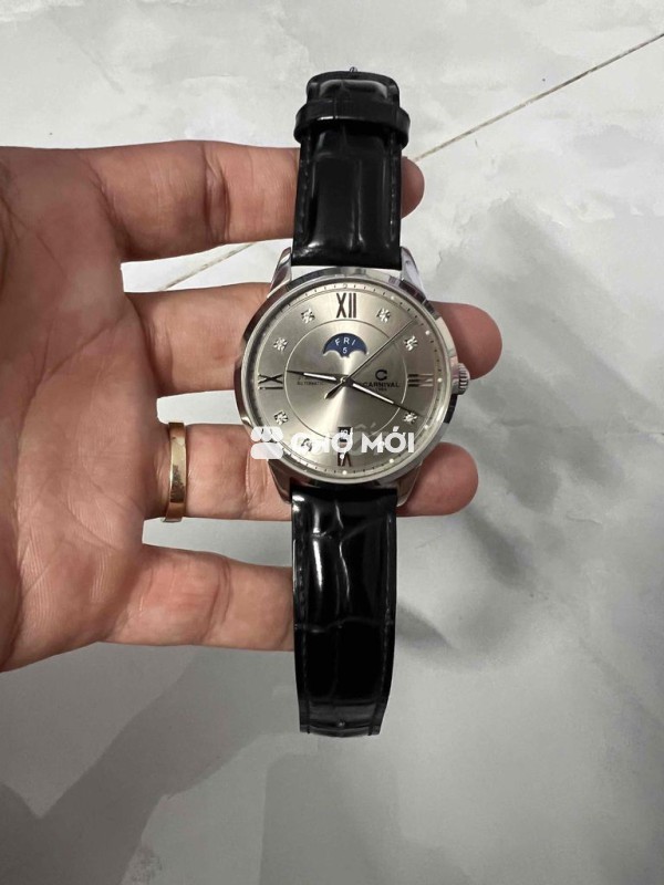 Đồng hồ Carnival 8097g Nam Bạc Đen
