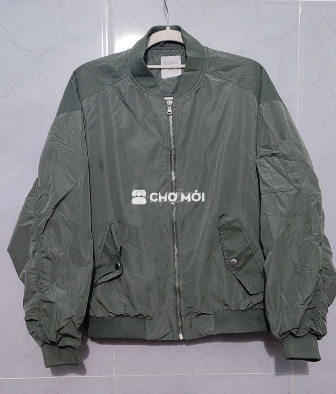Áo khoác Bomber Nam,Nữ Xanh rêu Free Size