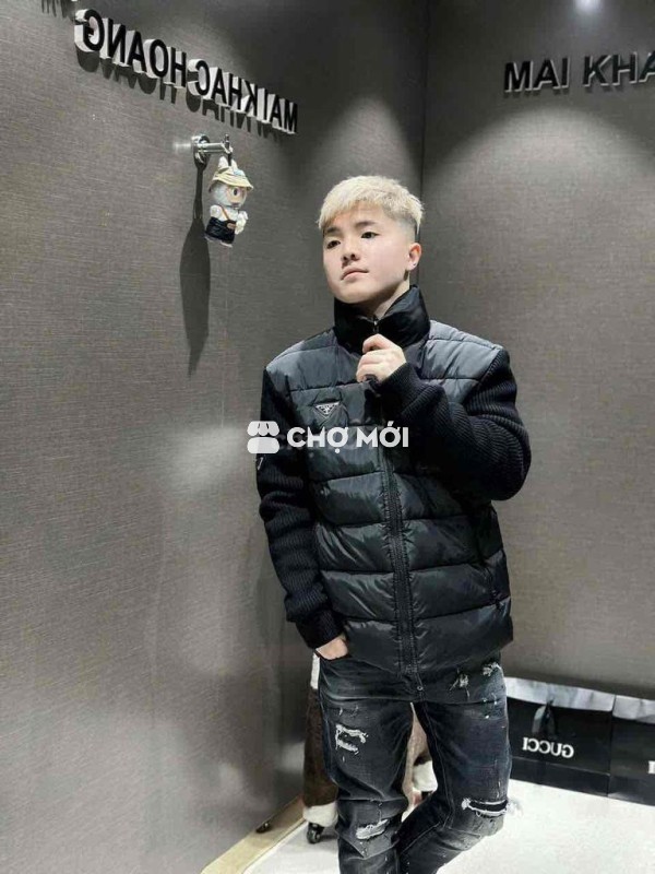 Áo Khoác Phao nam tay len Prada cao cấp