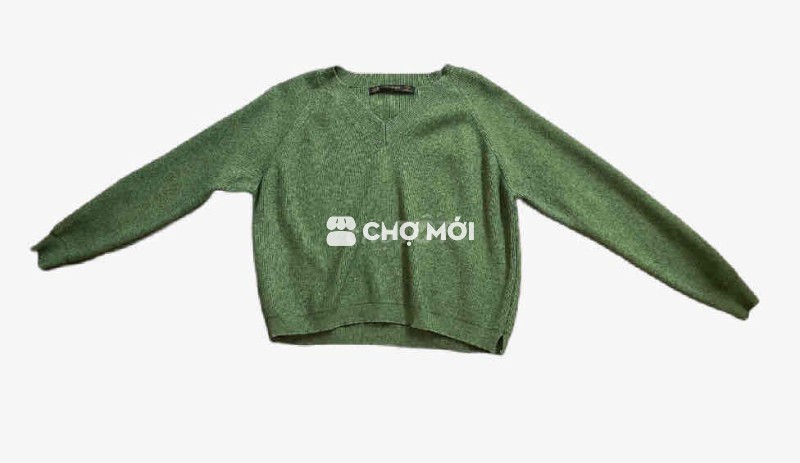 Áo len Zara Basic size M màu xanh lá cổ V