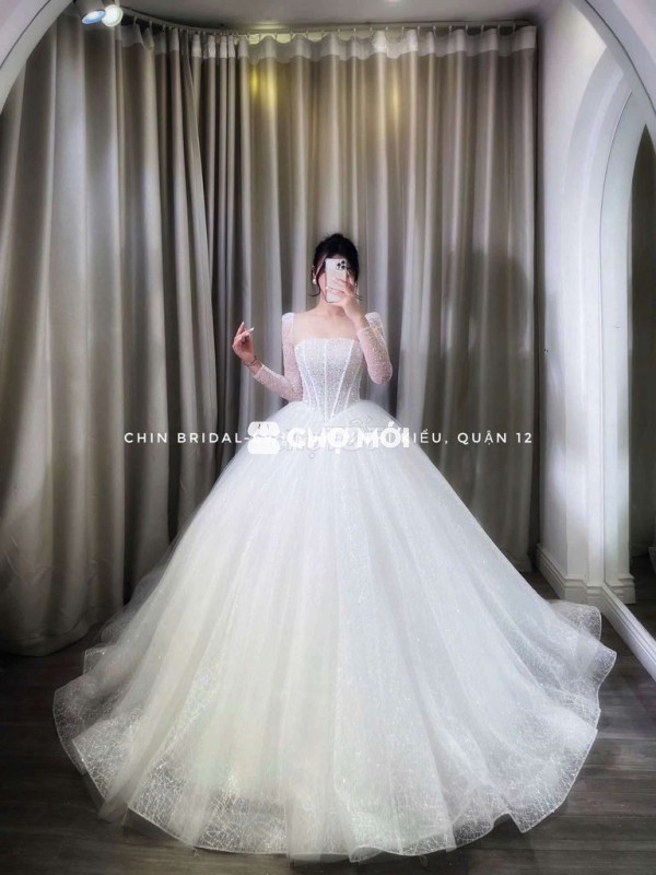 Váy cưới nữ công chúa ren voan Mới