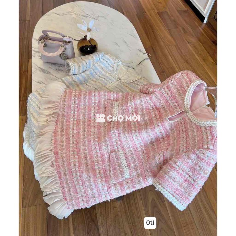 Đầm Dạ Tweed Hồng < 55kg