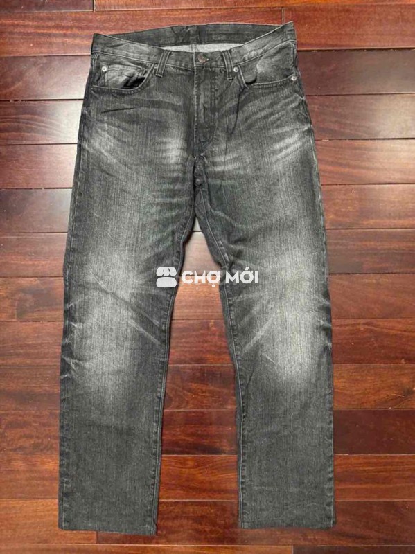 Quần jean GU nam Straight Jean đen size 31