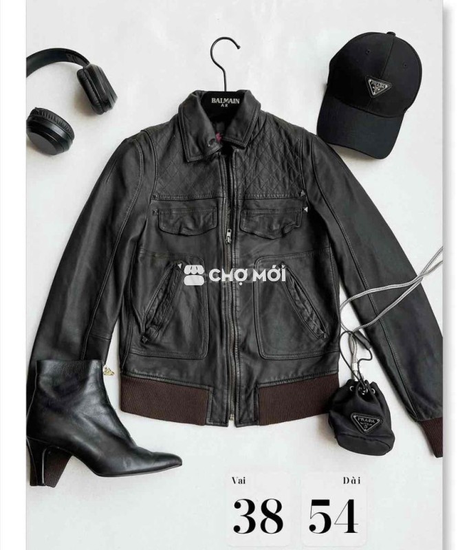 Áo khoác da nữ da thật Vintage size S