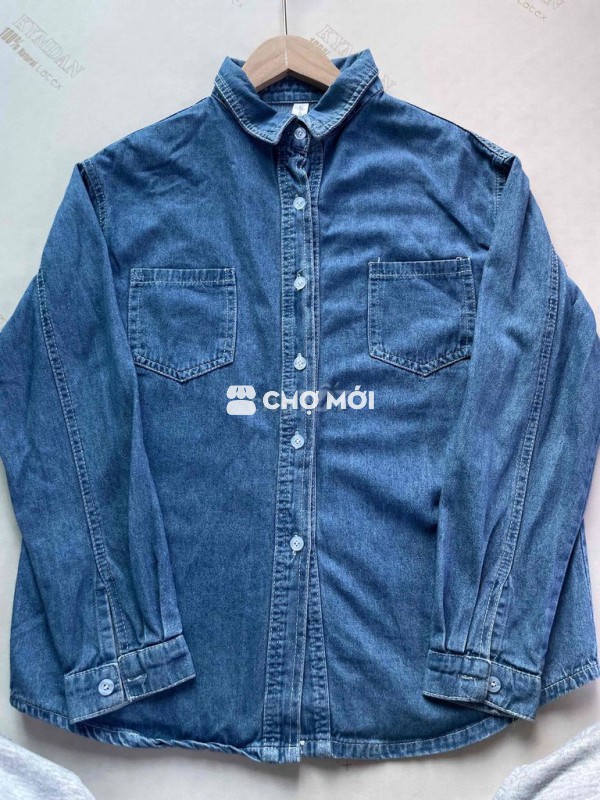 Áo sơ mi QIBAORUI vải bò xanh denim