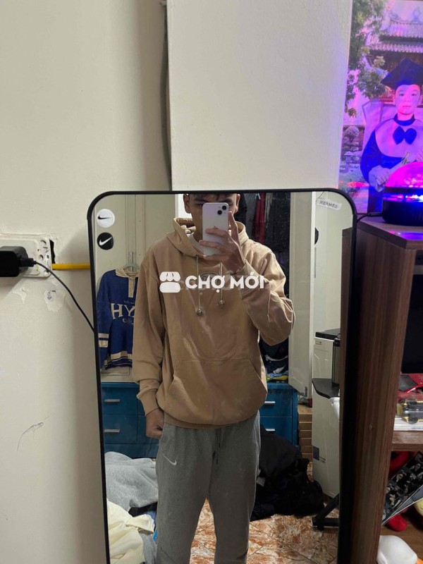 Áo hoodie nam vải nỉ Nâu be