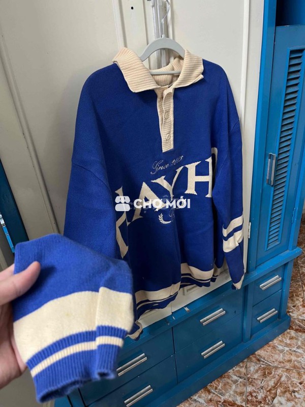 Áo len BOO nam màu Xanh dương, Kem size S