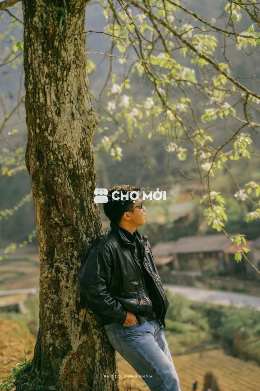 Áo khoác da nam Da bò thật Đen