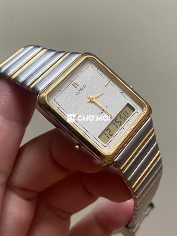 CASIO_AQ7O5 CỔ Đ|ỂN FORM VUÔNG DEM|_VÀNG_ĐẸP CHUẨN