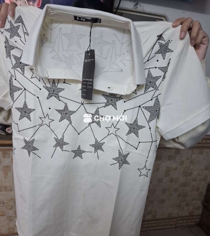 Áo polo nam vải thun trắng