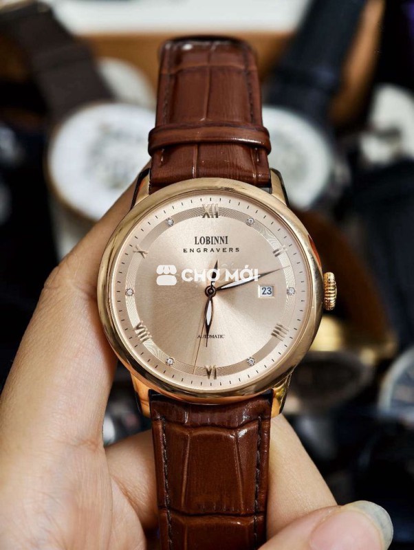 Đồng hồ LOBINNI Nam Dây da Vàng hồng