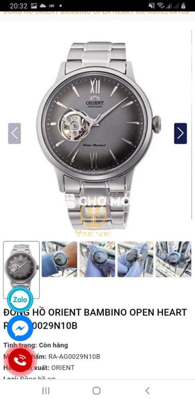 Đồng hồ Orient Bambino Open Heart 40mm