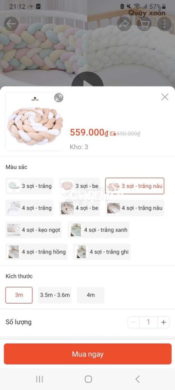 Dây chặn nôi cũi Vải 3m