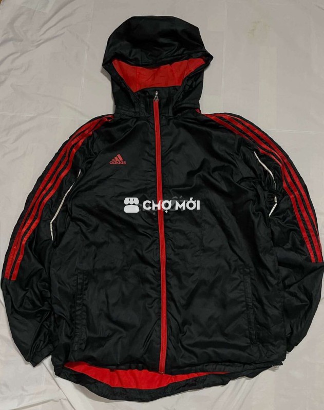 Áo khoác Adidas Nỉ Đen Đỏ n60 d73 mới 9.9