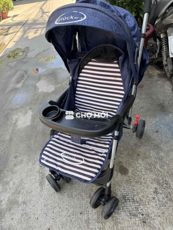 Xe đẩy em bé Glück Kim loại Vải Xanh dương
