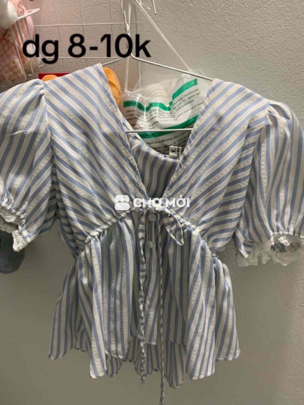 Áo kiểu nữ sọc Xanh dương, trắng