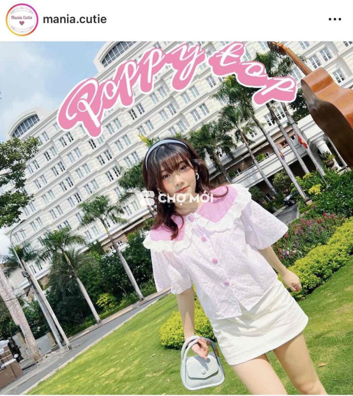 Áo kiểu Bbi doll Nữ Kim tuyến Hồng