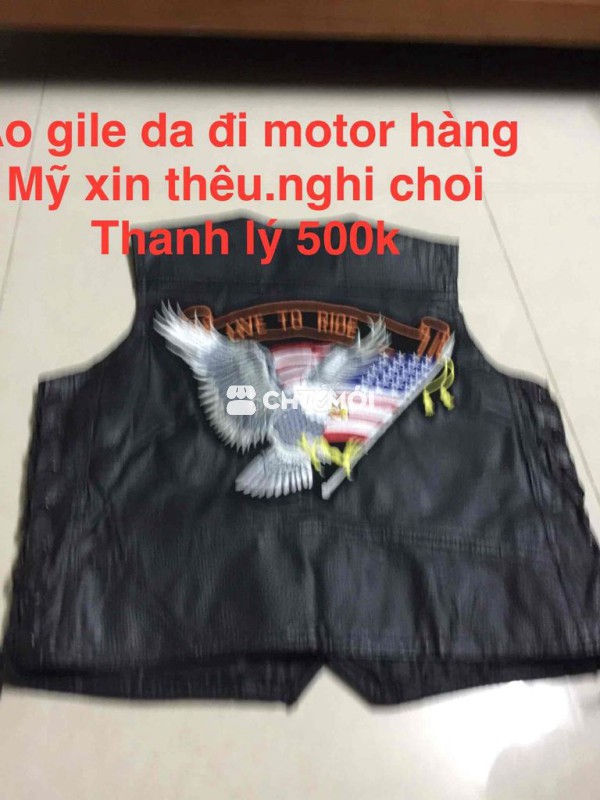 Áo gile nam da Motor đen
