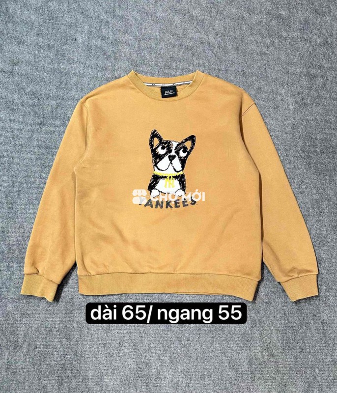 Áo nỉ MLB Unisex Nâu vàng (size M-L)