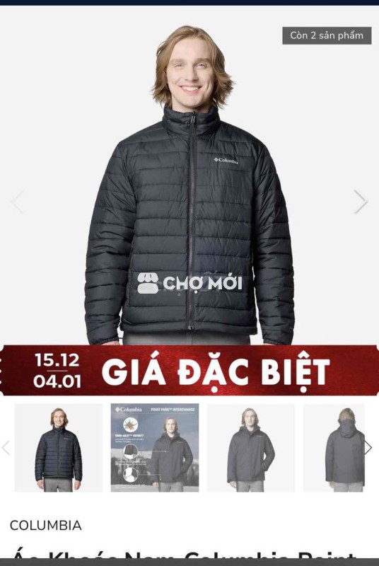 Áo khoác phao Columbia Nam Đen size L