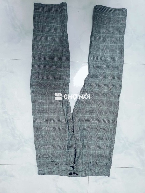 Quần dài Burberry nam vải kẻ caro xám size 31