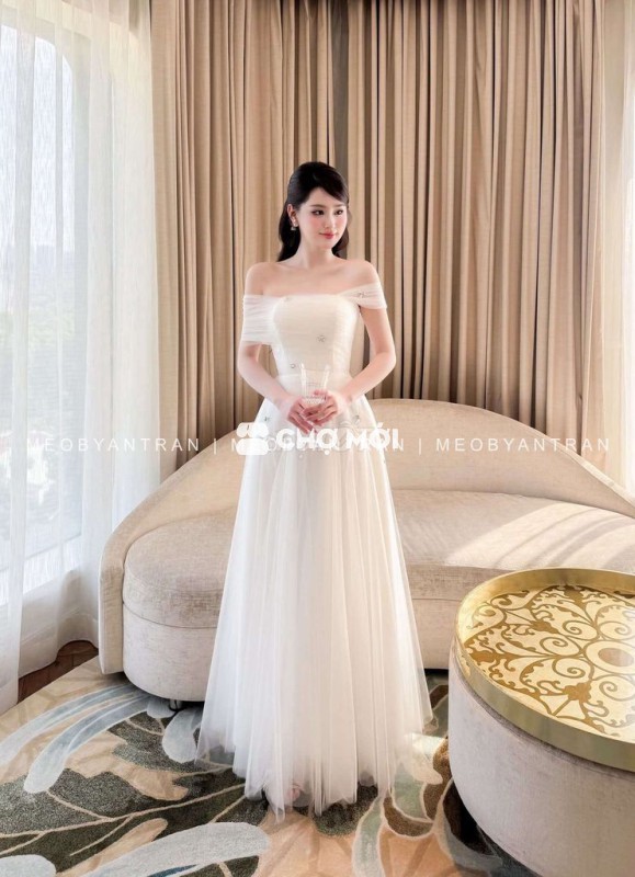 Váy cưới Nữ Voan Trắng Sang trọng