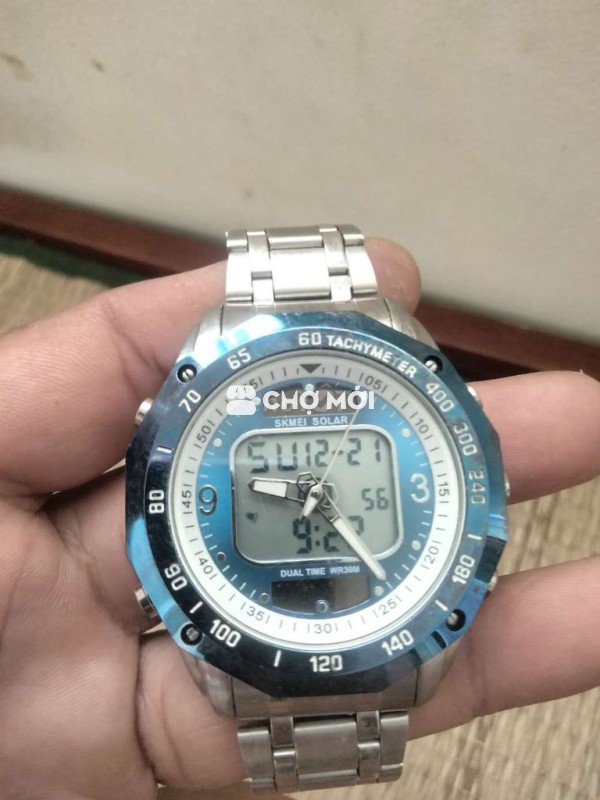 Đồng hồ SKMEI SOLAR Kim loại Bạc, Xanh Nam