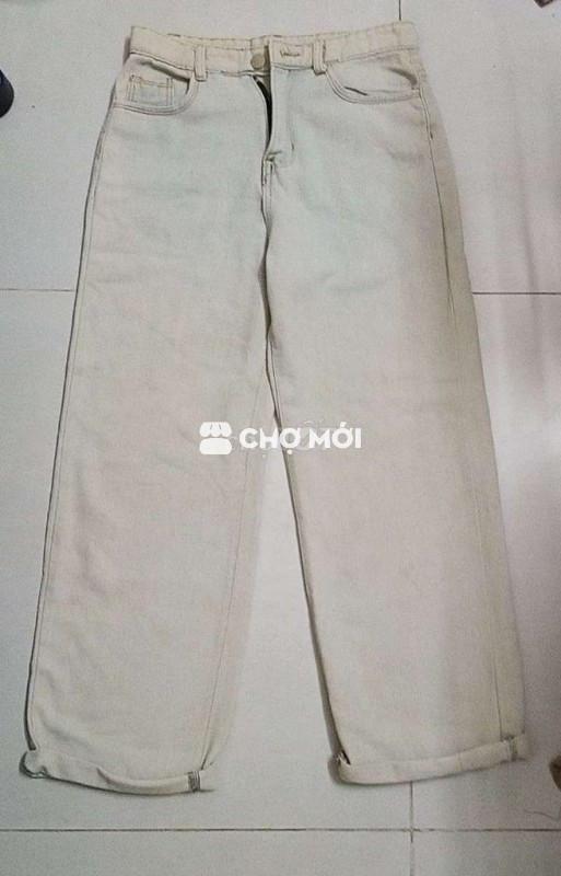 Quần jean nữ ống rộng size M độ mới ok ạ