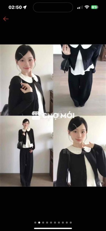 Bộ Suit blouse cổ búp bê ngọt ngào, dáng slim-fit