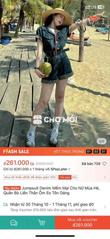 Jumpsuit Nữ Denim Xanh